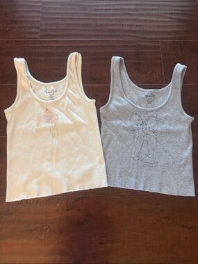 Brandy Melville Baby Angels Ribbed Tank Tops, Cream and Gray, EUC!